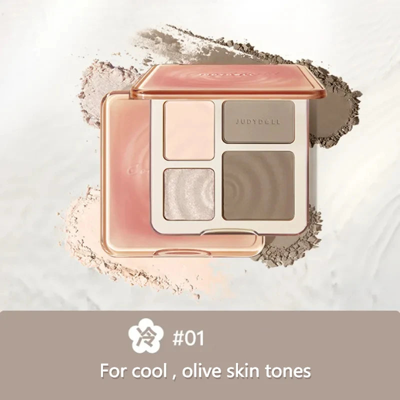 ElaraGlow Highlighter Contour Bronzer Palette – Natural 3D Face Sculpting, Long-Lasting & Waterproof Makeup EG01021625.