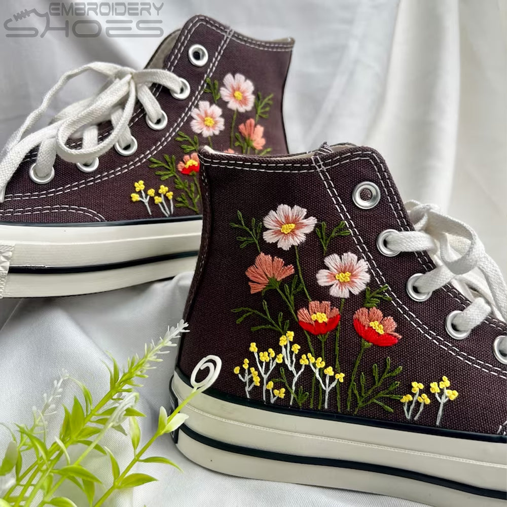 Embroidery Shoes Women's Canvas Shoes, Personalized Shoes, Embroidered Flowers.