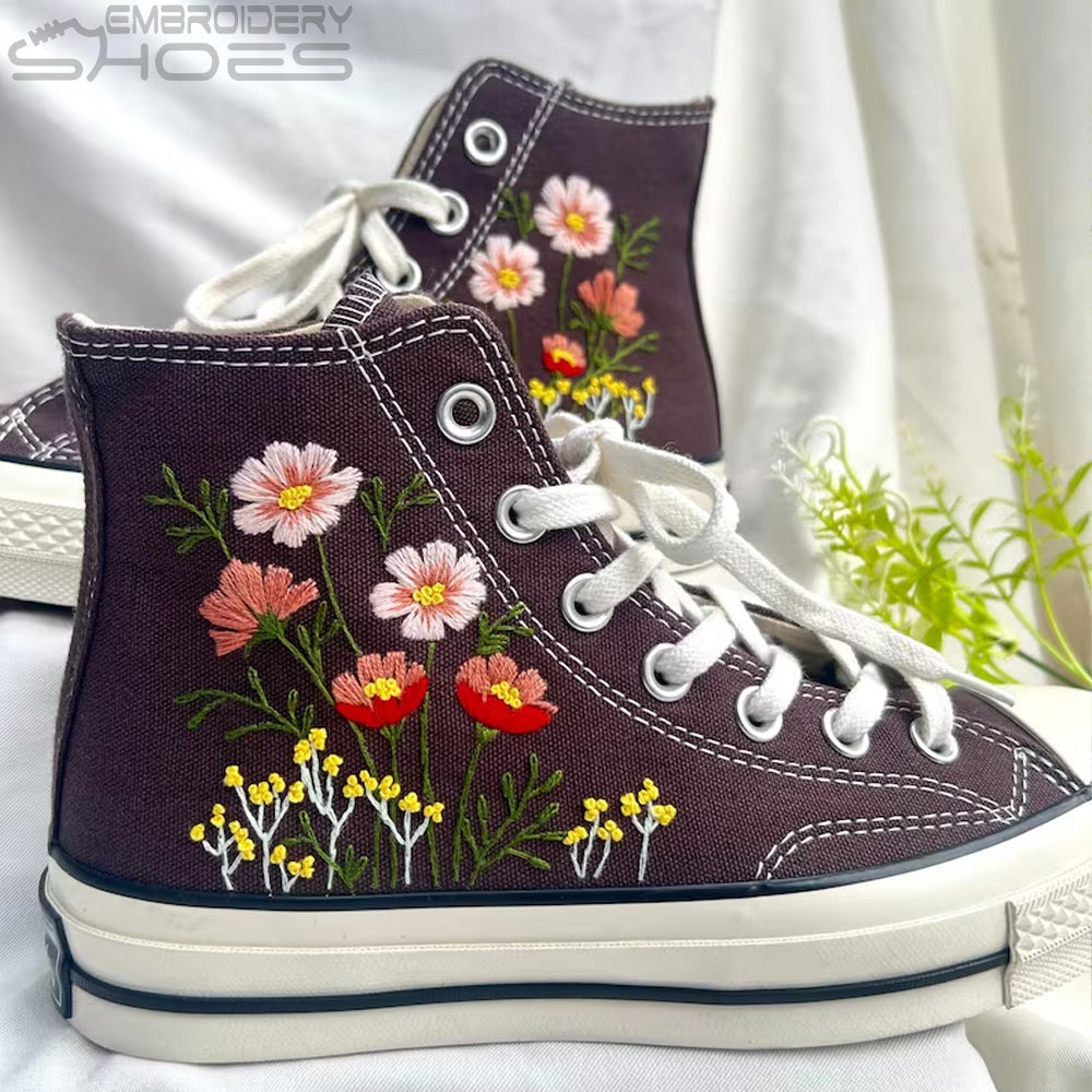 Embroidery Shoes Women's Canvas Shoes, Personalized Shoes, Embroidered Flowers.