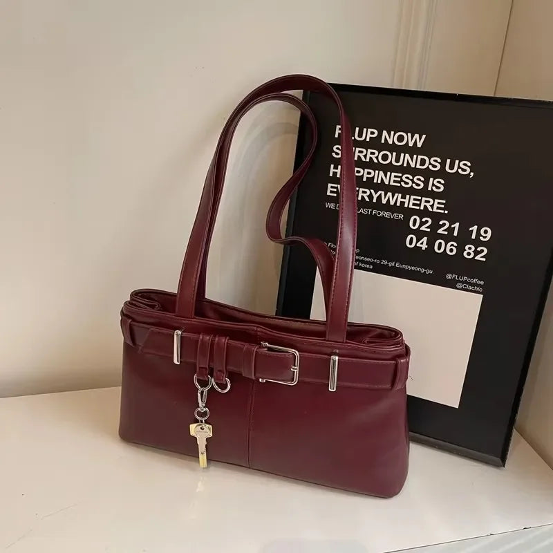 Large Capacity PU Leather Shoulder Bag – Casual Women’s Handbag with Zipper & Interior Compartments.020425.