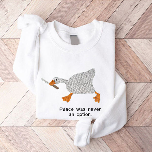 Embroidered Sweatshirt, Eagerlys Murder Duck Embroidered Crewneck Sweatshirt, Hoodie, T-Shirt, Embroidered Clothing, Custom Embroidery,EBDHD03241123.