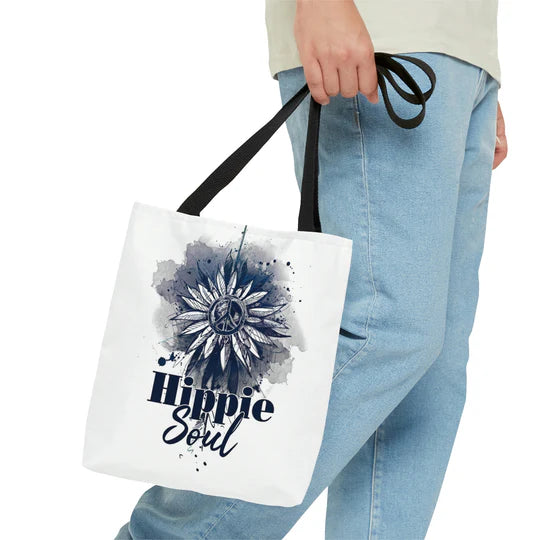 Durable Canvas Tote Bags - HIPPIE SOUL SUNFLOWER - Lightweight &, High-Capacity Options by EBDR 01220524