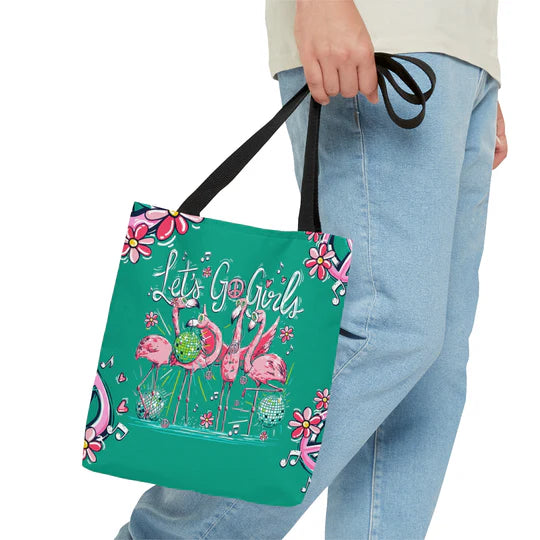 Durable Canvas Tote Bags - LET'S GO GIRLS FLAMINGO - Lightweight &, High-Capacity Options by EBDR 01220524