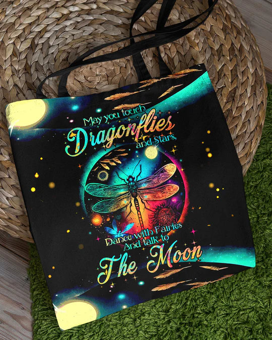 Durable Canvas Tote Bags - MAY YOU TOUCH DRAGONFLIES AND STARS - Lightweight &, High-Capacity Options by EBDR 01220524