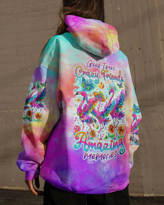 EMBROIDERED -GOOD TIMES CRAZY FRIEND FLAMINGO ALL OVER PRINT - 3D CLOTHING - ABD02270424.