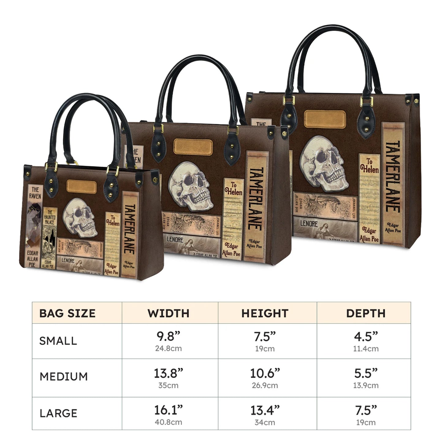 EMBROIDERED Libro Handbags - Edgar Allan Poe - EDBR04250424.