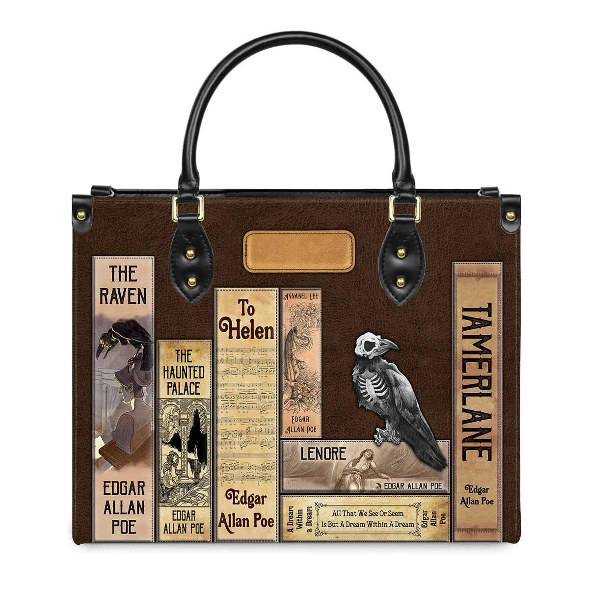 EMBROIDERED Libro Handbags - Edgar Allan Poe - EDBR01250424.