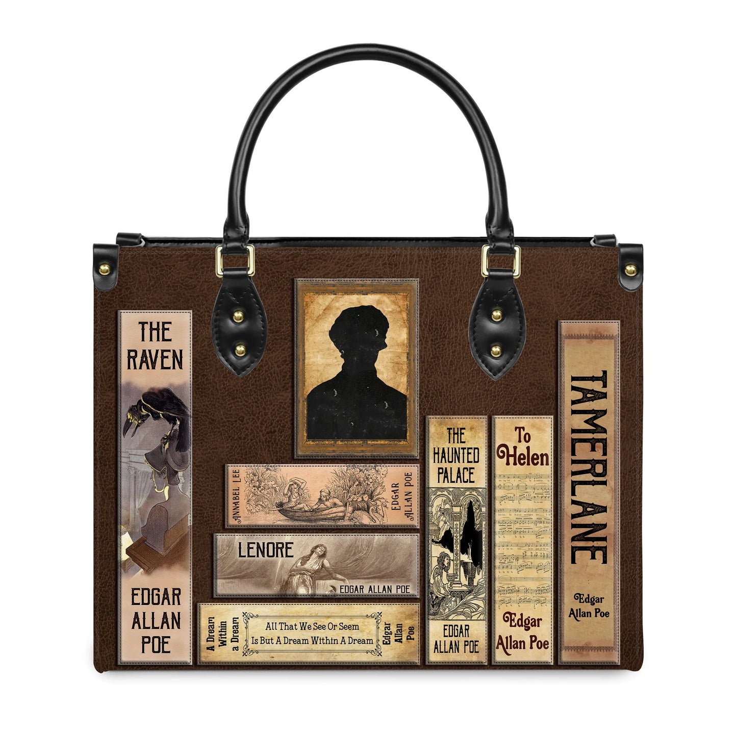 EMBROIDERED Libro Handbags - Edgar Allan Poe - EDBR03250424.