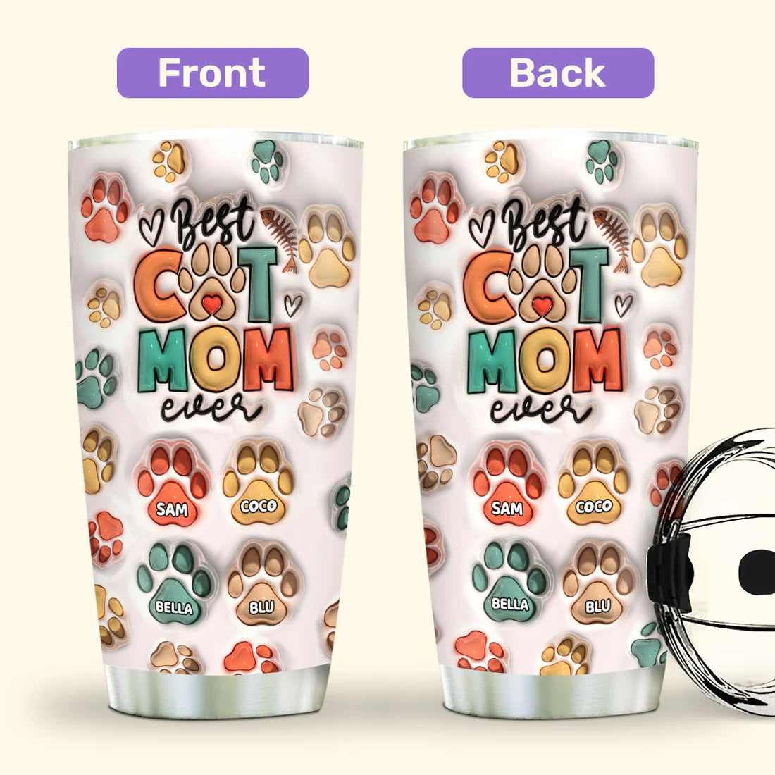 SHOESEMBROIDERED 20,30,40 Oz Stainless Tumbler - Best Cat Mom - Perfect for Every Occasion - EBDR01160524
