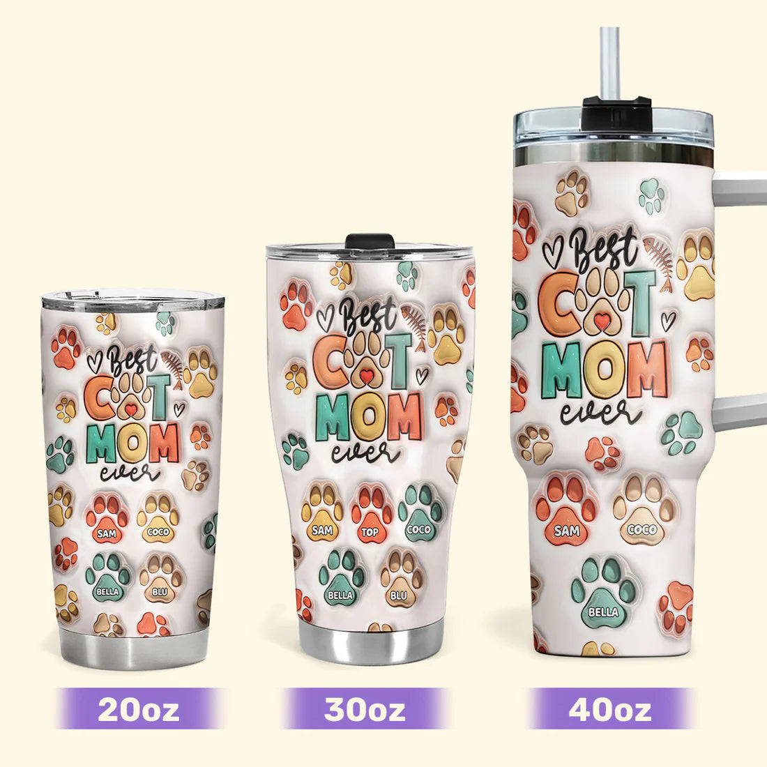 SHOESEMBROIDERED 20,30,40 Oz Stainless Tumbler - Best Cat Mom - Perfect for Every Occasion - EBDR01160524