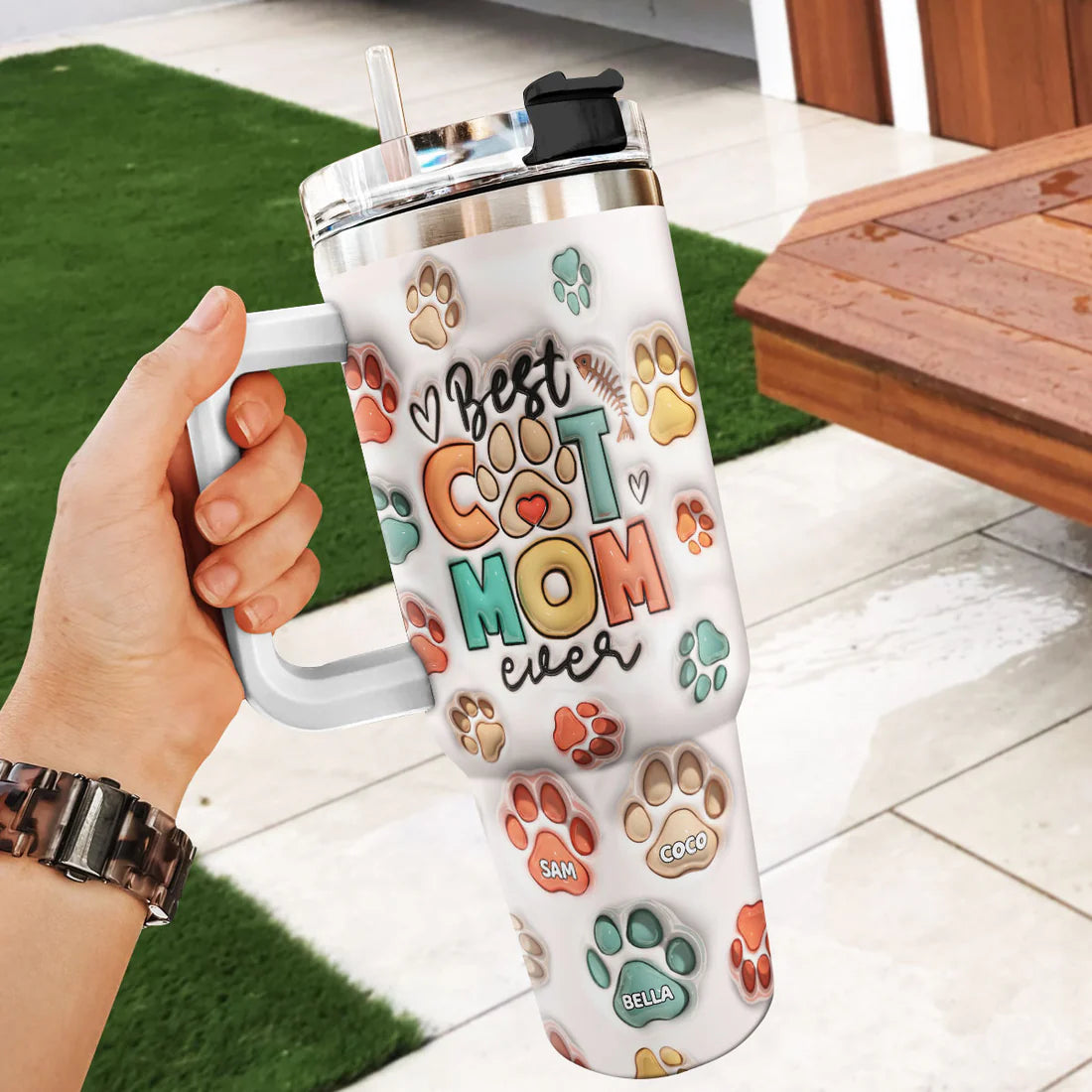 SHOESEMBROIDERED 20,30,40 Oz Stainless Tumbler - Best Cat Mom - Perfect for Every Occasion - EBDR01160524