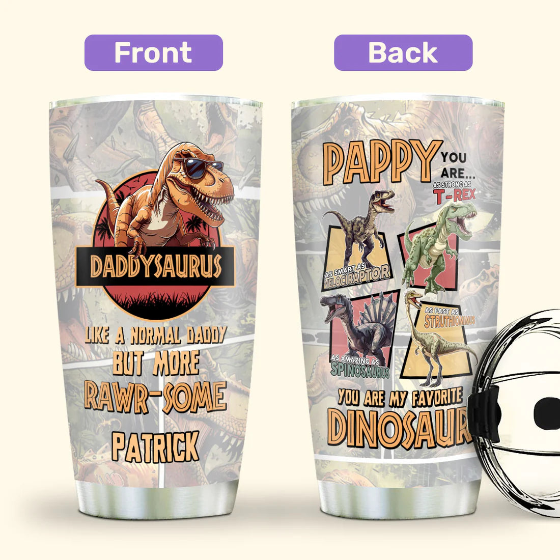 SHOESEMBROIDERED 20,30,40 Oz Stainless Tumbler - Daddysaurus - Perfect for Every Occasion - EBDR01160524