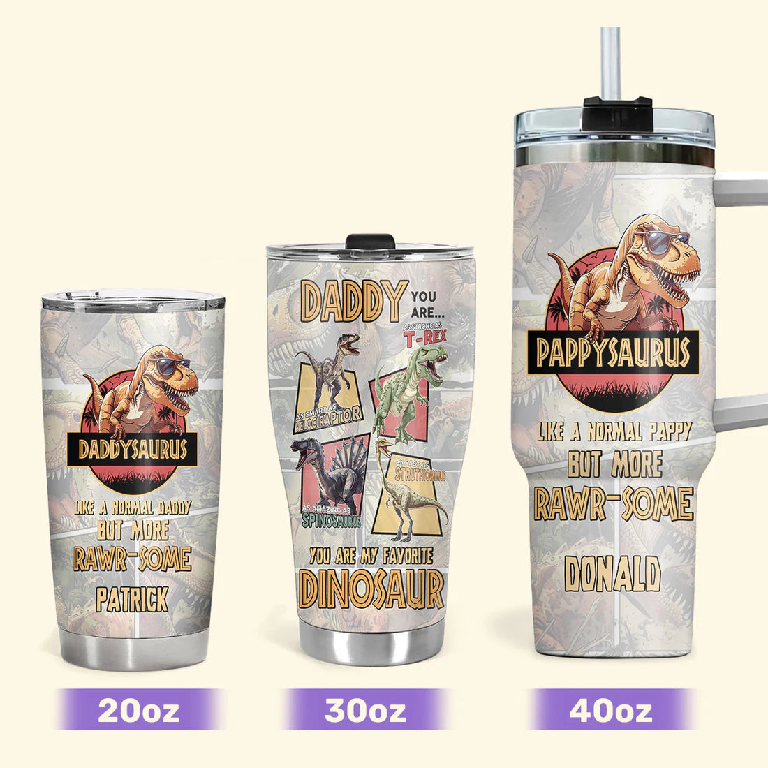 SHOESEMBROIDERED 20,30,40 Oz Stainless Tumbler - Daddysaurus - Perfect for Every Occasion - EBDR01160524