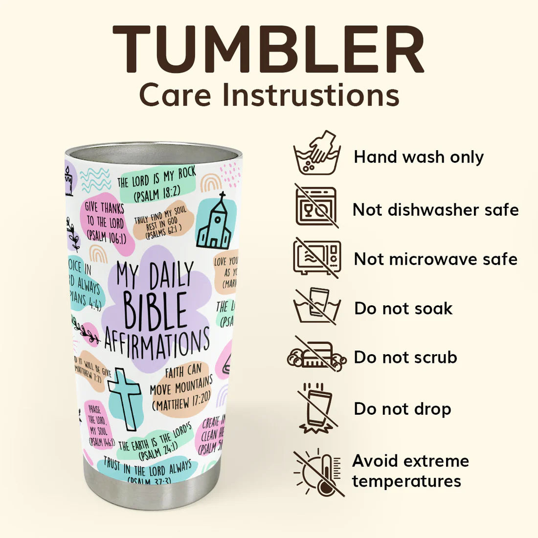 SHOESEMBROIDERED 20,30,40 Oz Stainless Tumbler - My Daily Bible Affirmations - Perfect for Every Occasion - EBDR01160524