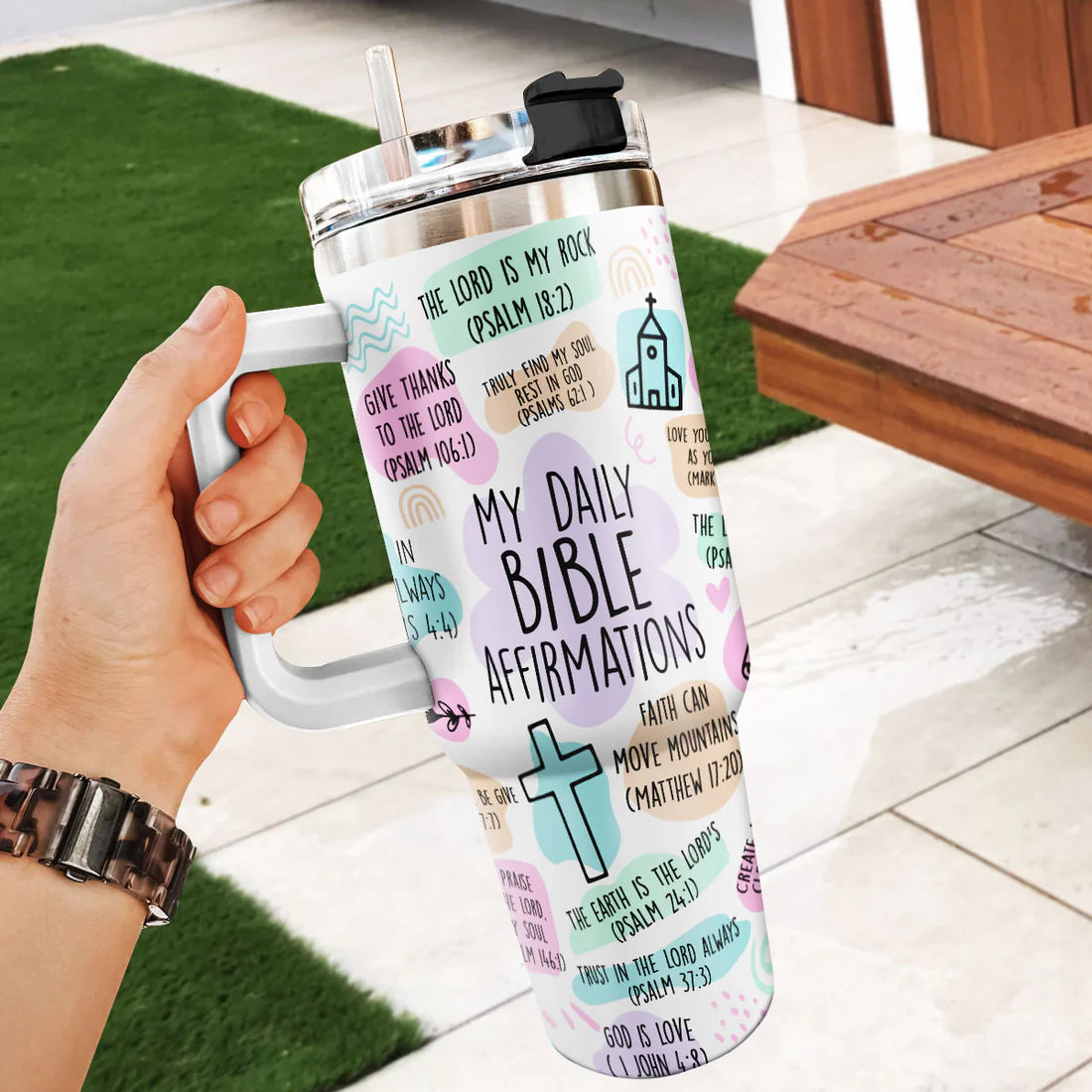 SHOESEMBROIDERED 20,30,40 Oz Stainless Tumbler - My Daily Bible Affirmations - Perfect for Every Occasion - EBDR01160524