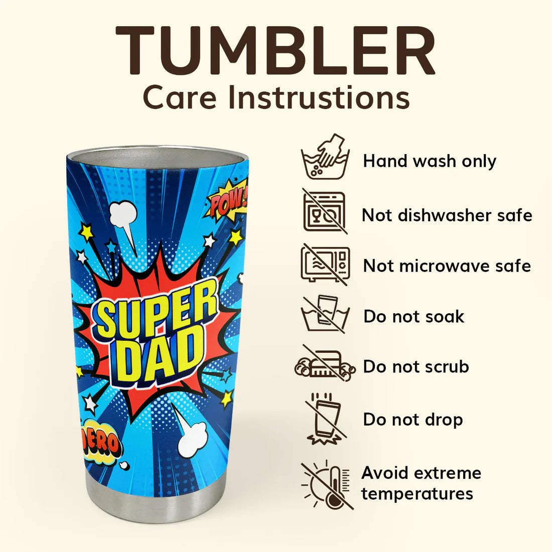 SHOESEMBROIDERED 20,30,40 Oz Stainless Tumbler - Super Dad - Perfect for Every Occasion - EBDR01160524