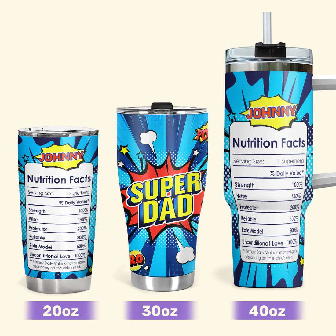SHOESEMBROIDERED 20,30,40 Oz Stainless Tumbler - Super Dad - Perfect for Every Occasion - EBDR01160524