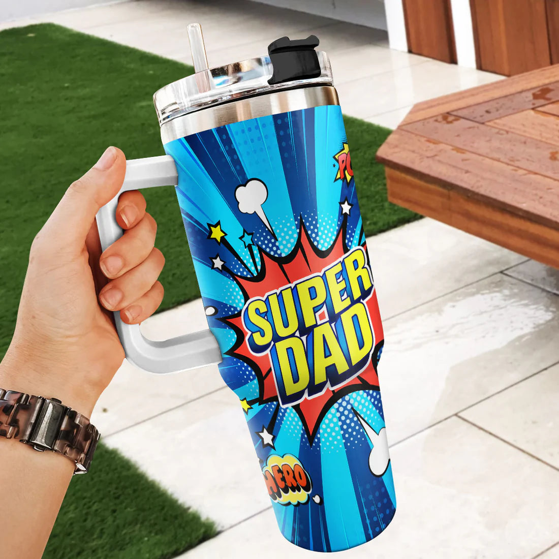 SHOESEMBROIDERED 20,30,40 Oz Stainless Tumbler - Super Dad - Perfect for Every Occasion - EBDR01160524