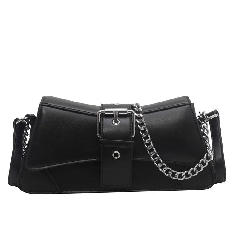 Elara Glow Small PU Leather Chain Shoulder Bag – Vintage-Inspired Crossbody Sling Purse with Wallet for Women.100425.