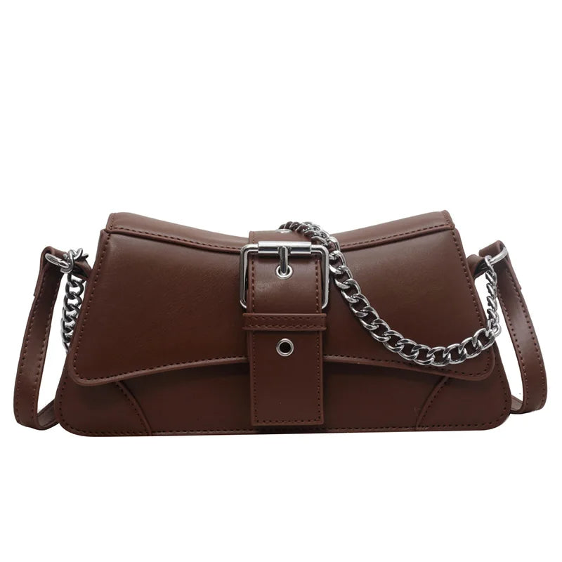 Elara Glow Small PU Leather Chain Shoulder Bag – Vintage-Inspired Crossbody Sling Purse with Wallet for Women.100425.