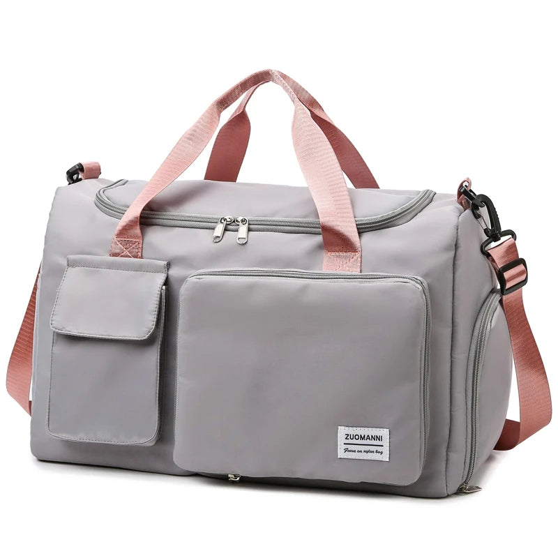 Elara Glow Carry-On Travel Bag – Large Capacity Weekender Duffle with Shoe Compartment for Women.210325