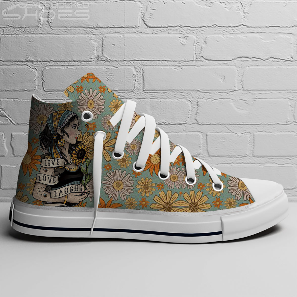 EShoes Personalized Flower Women's Canvas Shoes, Flower Shoes, Custom Shoes, Hippie Shoes.