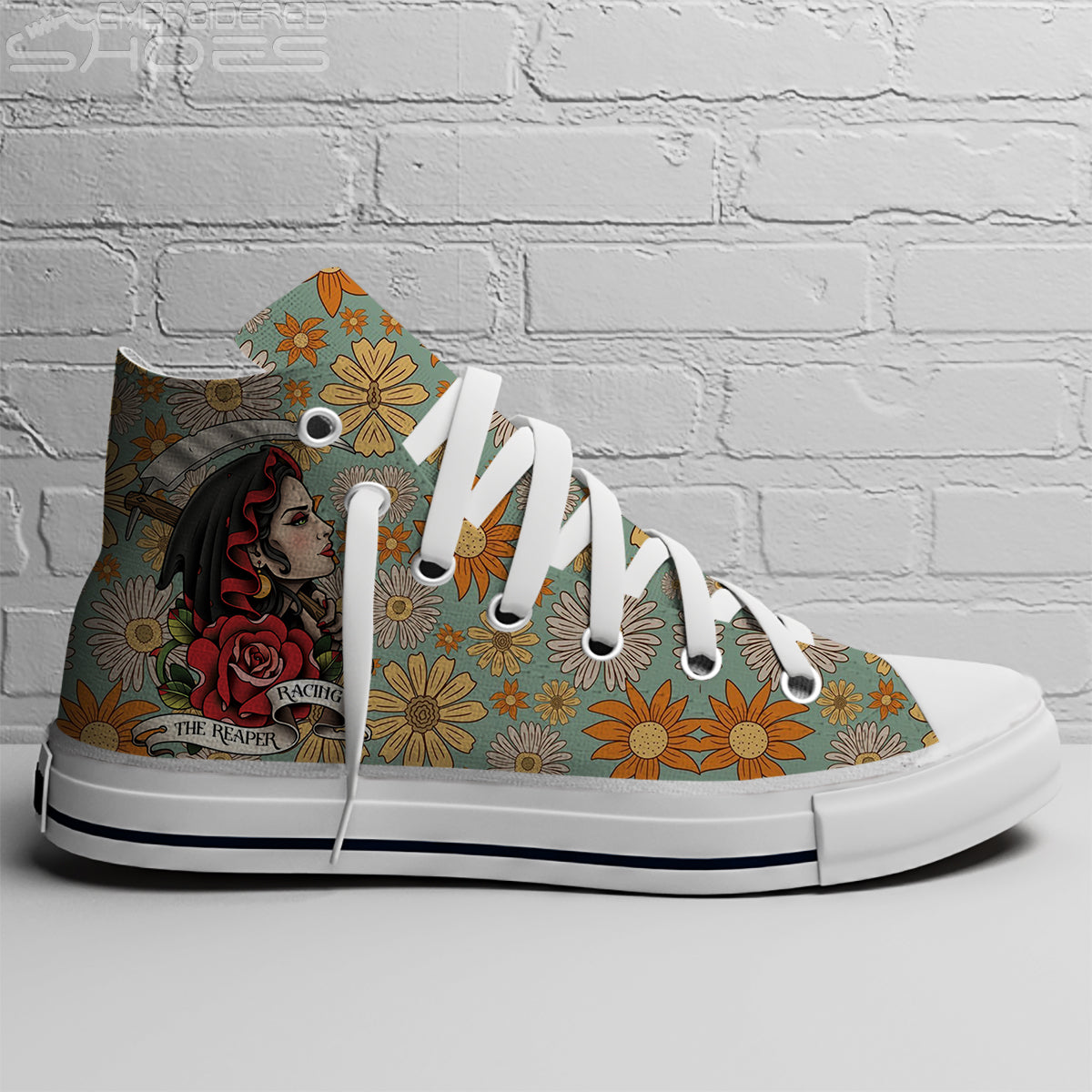 EShoes Personalized Women's Canvas Shoes, Racing The Reaper Shoes, Custom Name Shoes.