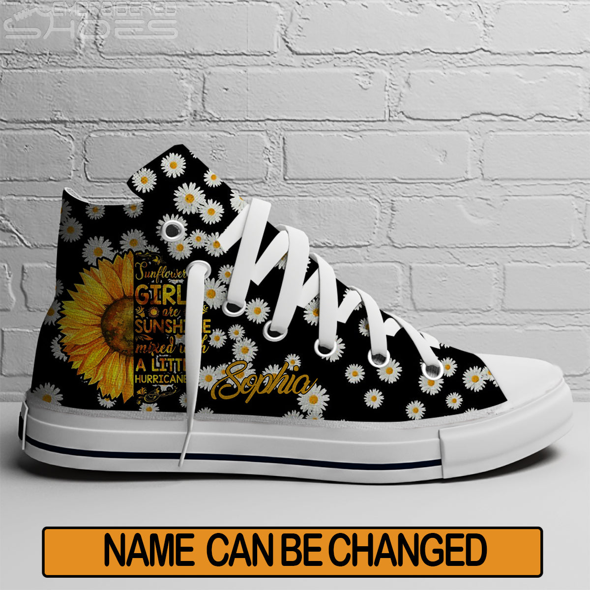 EShoes Personalized Canvas Shoes Sunflower Girl Are Sunshine Shoes Custom Name Shoes. Embroideryshoes