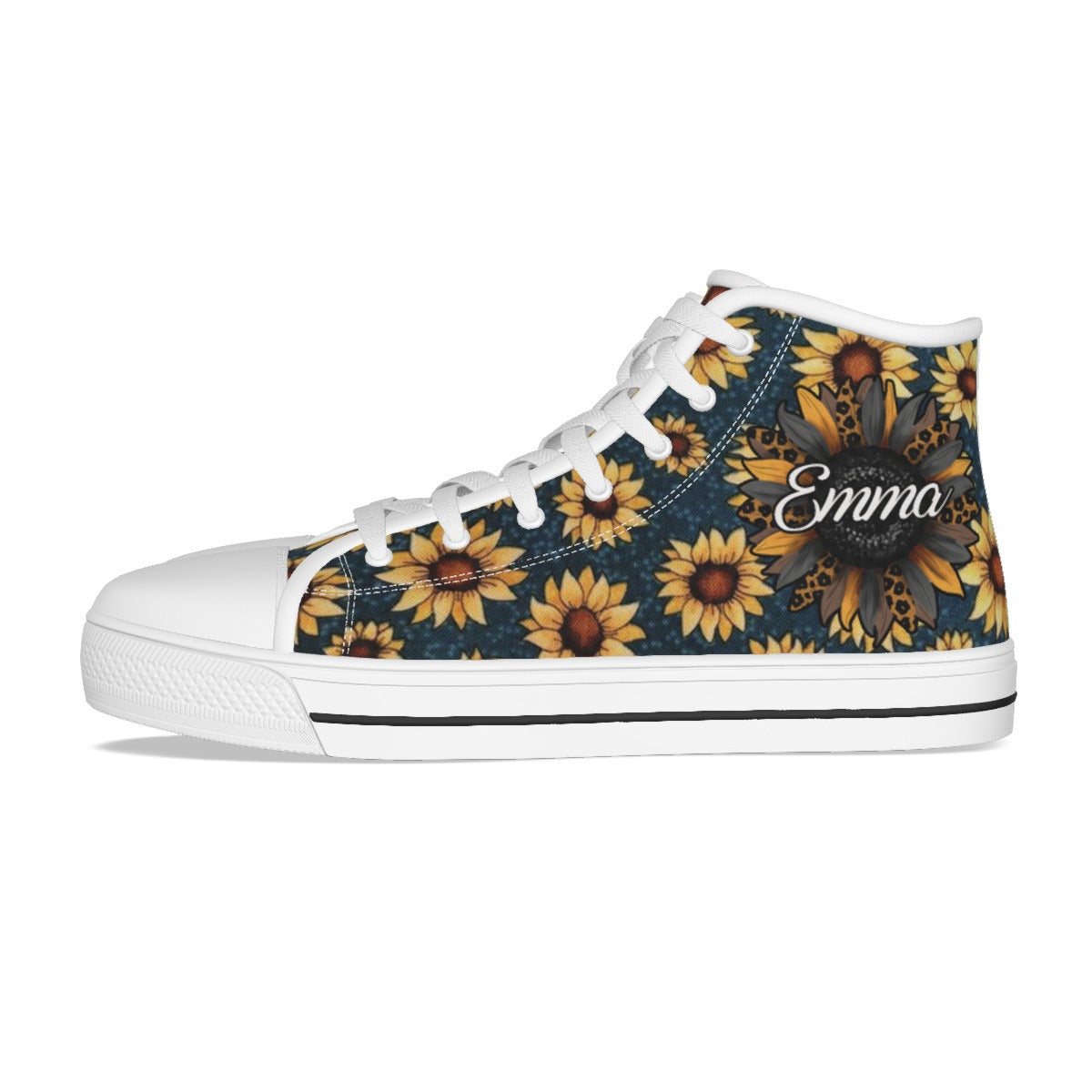 Personalized Sunflower Women's Canvas Shoes, Hippie Shoes, Flower Shoes.