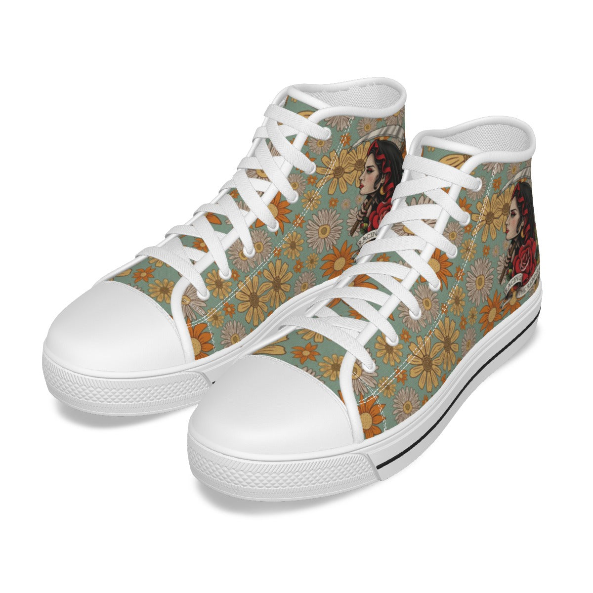 EShoes Personalized Women's Canvas Shoes, Racing The Reaper Shoes, Custom Name Shoes.