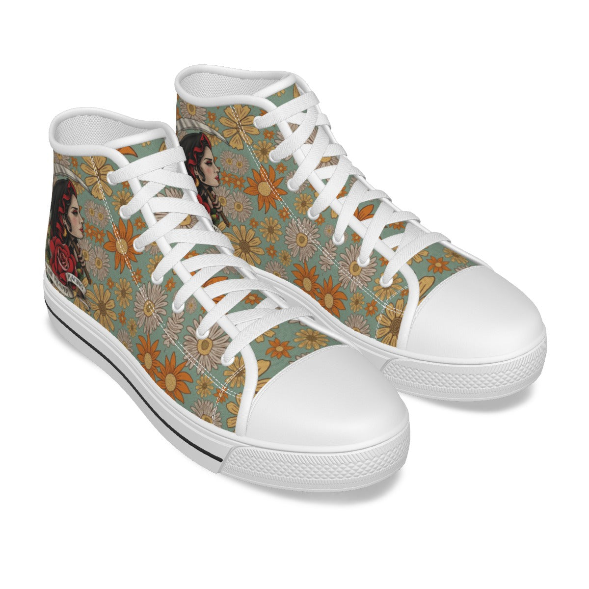 EShoes Personalized Women's Canvas Shoes, Racing The Reaper Shoes, Custom Name Shoes.