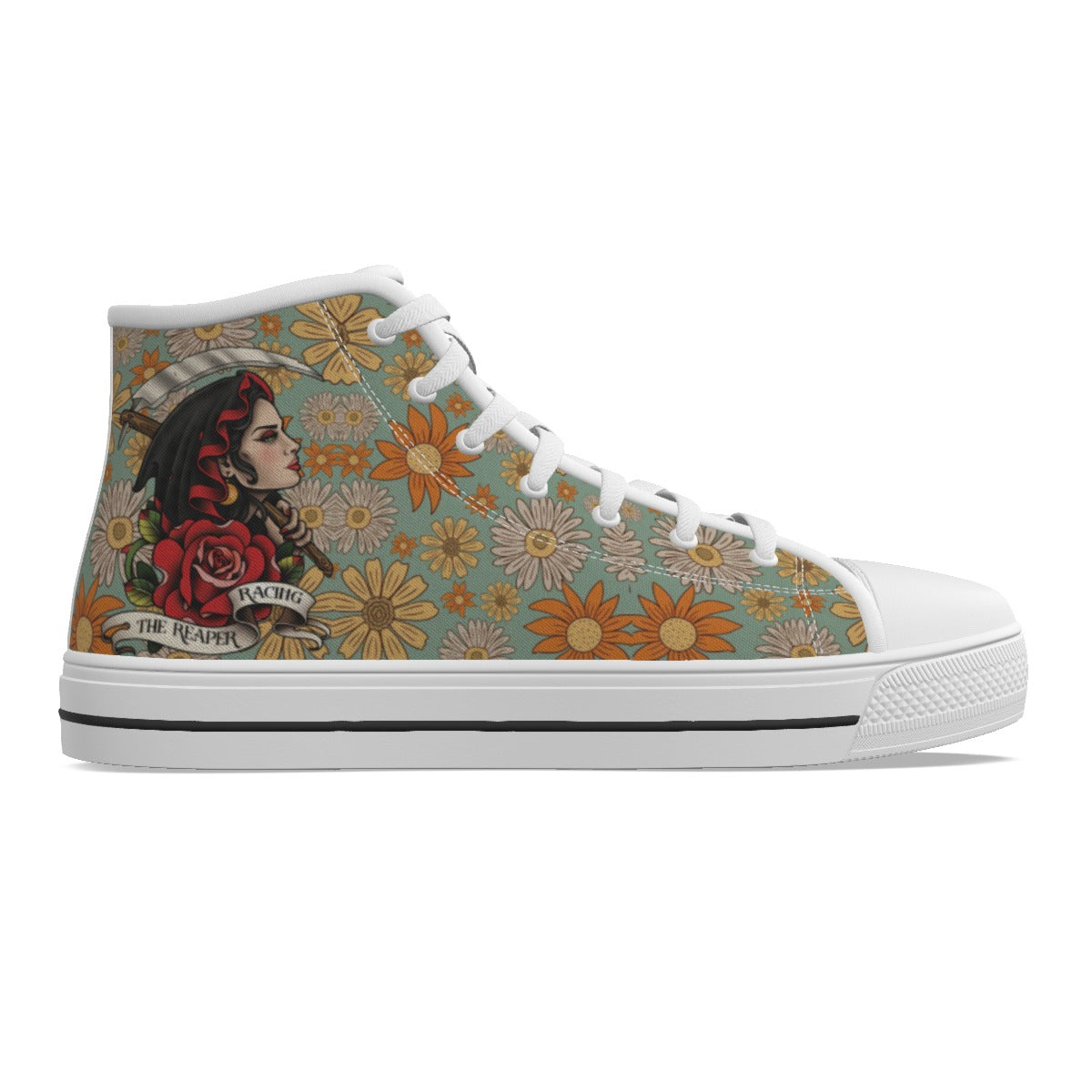 EShoes Personalized Women's Canvas Shoes, Racing The Reaper Shoes, Custom Name Shoes.