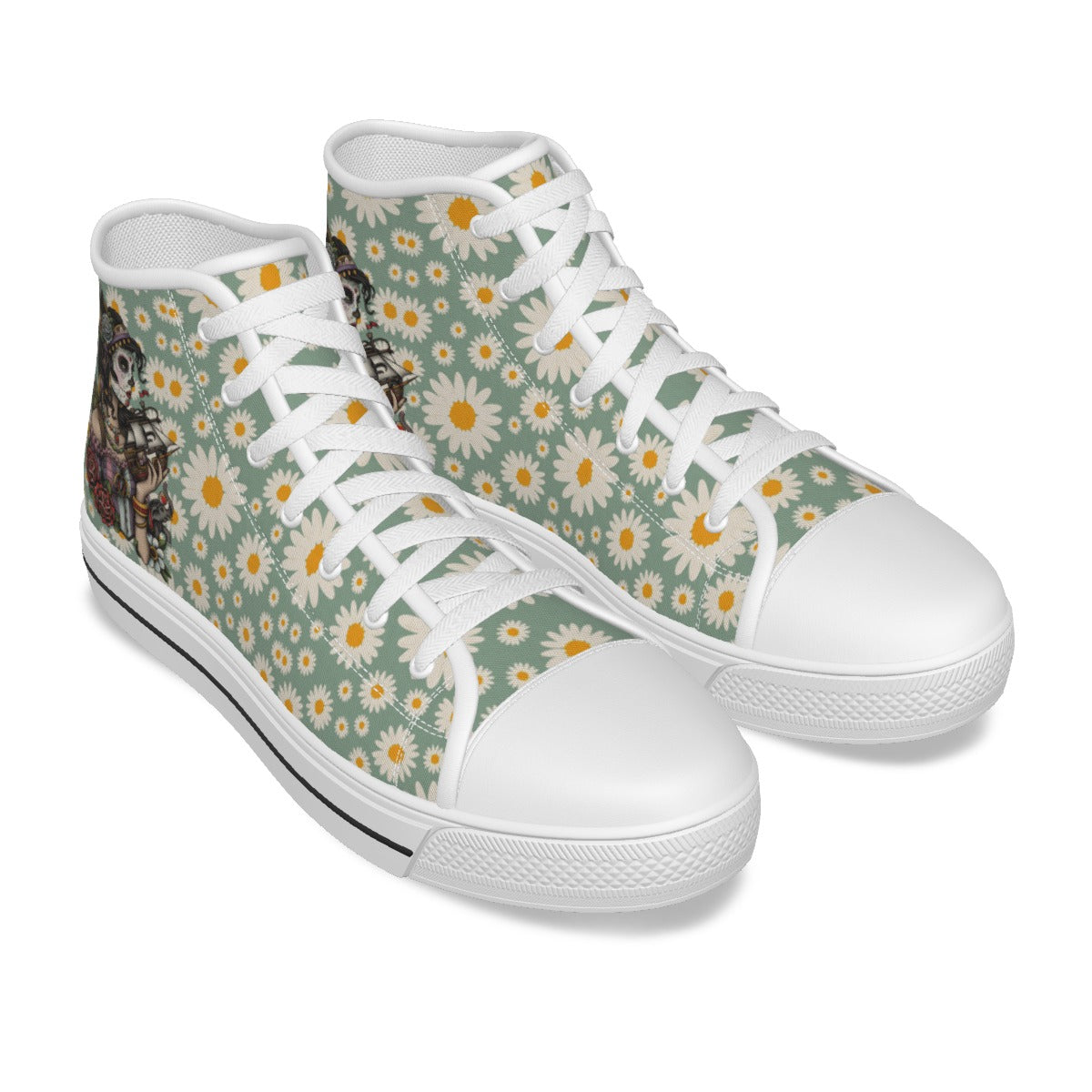 EShoes Personalized Women's Canvas Shoes, Tattoo Girl With Boat Shoes, Custom Name Shoes.