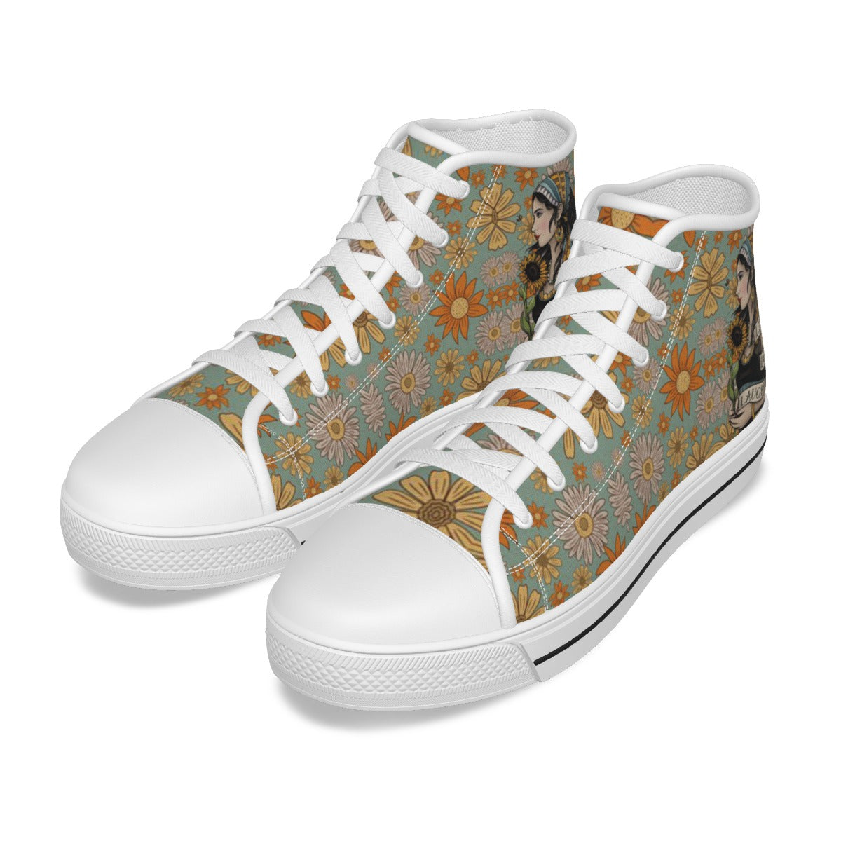 EShoes Personalized Flower Women's Canvas Shoes, Flower Shoes, Custom Shoes, Hippie Shoes.