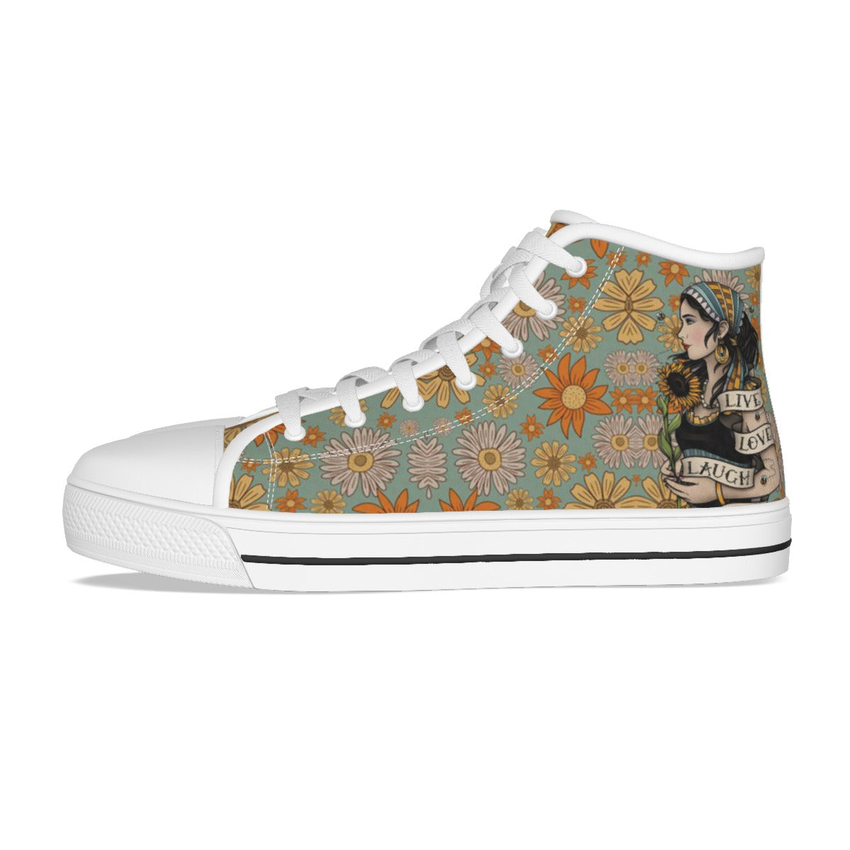 EShoes Personalized Flower Women's Canvas Shoes, Flower Shoes, Custom Shoes, Hippie Shoes.