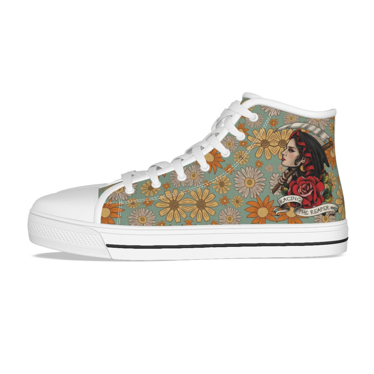 EShoes Personalized Women's Canvas Shoes, Racing The Reaper Shoes, Custom Name Shoes.