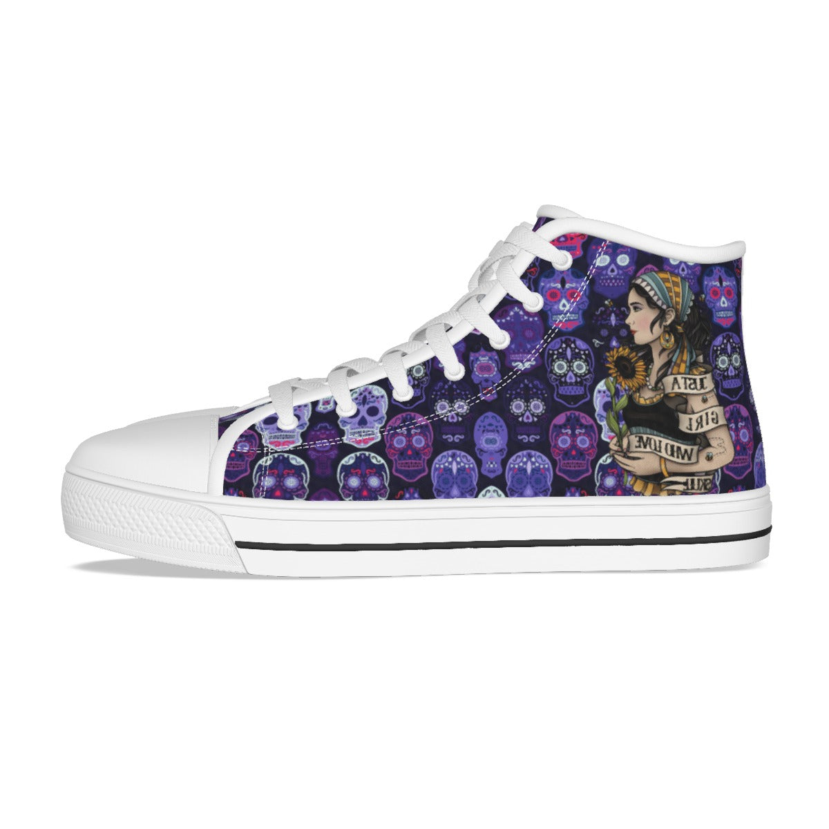 EShoes Personalized Women's Canvas Shoes, Just A Girl Who Loves Skulls, Custom Name Shoes.