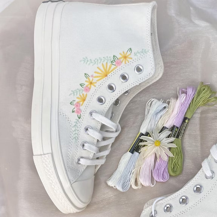 EShoes Women's Canvas Shoes, Personalized Shoes, Embroidered Flowers.