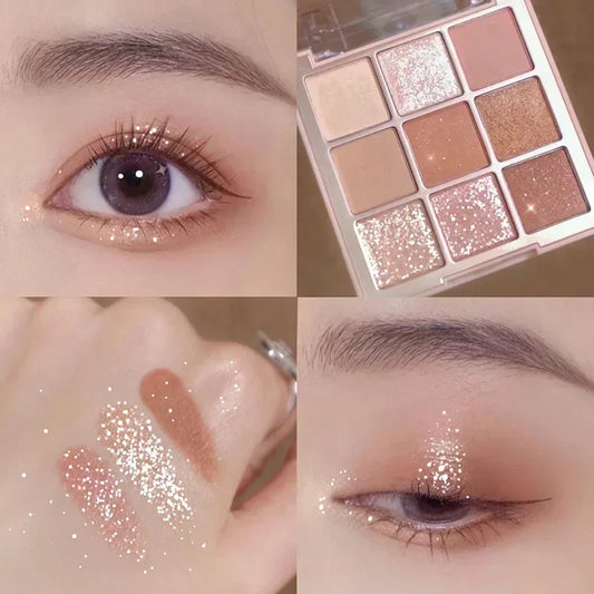 Elara Glow Knitted Pattern Eyeshadow Palette – Glitter, Matte & Shimmer Pigments for Radiant Eye Makeup.010325.
