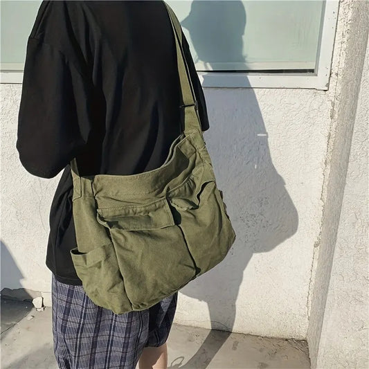 Elara Glow Vintage Canvas Handbag – Casual Crossbody & Shoulder Tote Bag for Women & Teens.210325.