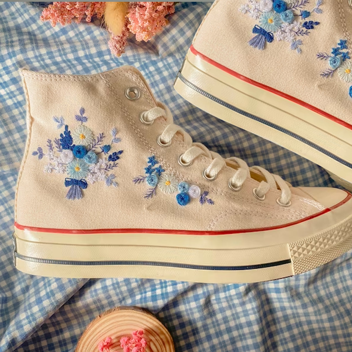 Embroidery Shoes Canvas Shoes, Personalized Shoes, Embroidered Flower Wedding.