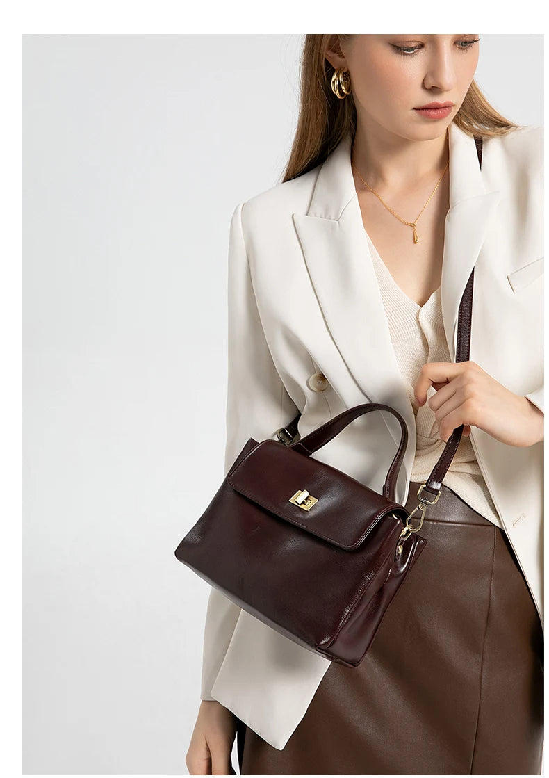 Elara Glow Genuine Leather Tote Bag – Soft Cowhide Shoulder & Crossbody Handbag for Women.240325.