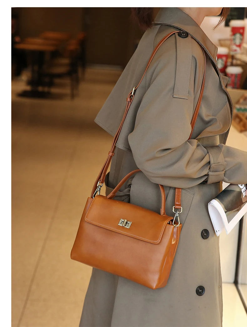 Elara Glow Genuine Leather Tote Bag – Soft Cowhide Shoulder & Crossbody Handbag for Women.240325.