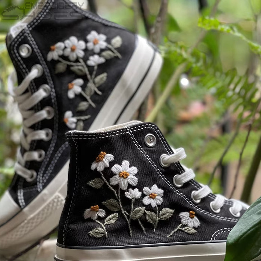 Shoes shops with embroidered flowers