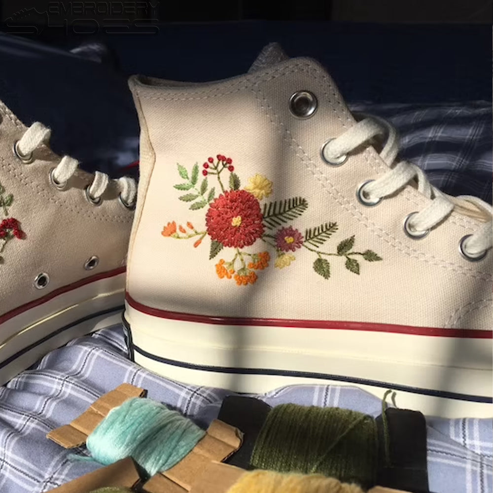 Embroidered canvas shoes best sale