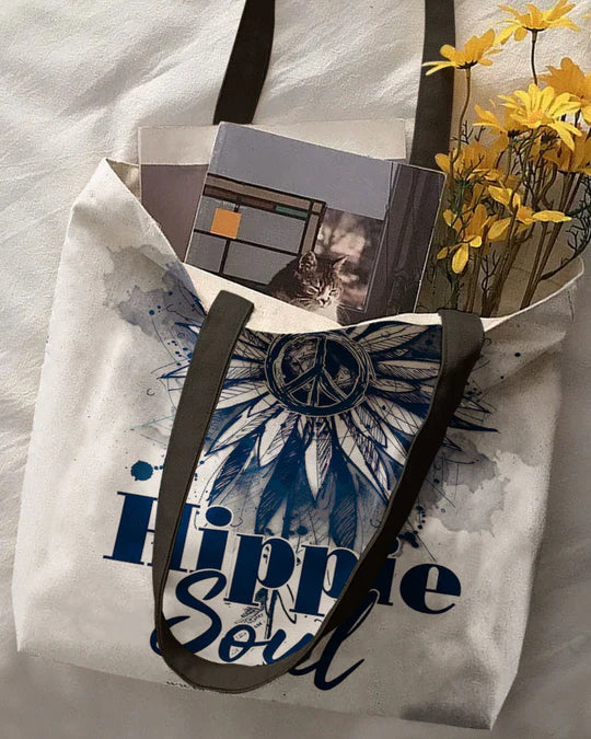 Durable Canvas Tote Bags - HIPPIE SOUL SUNFLOWER - Lightweight &amp, High-Capacity Options by EBDR 01220524