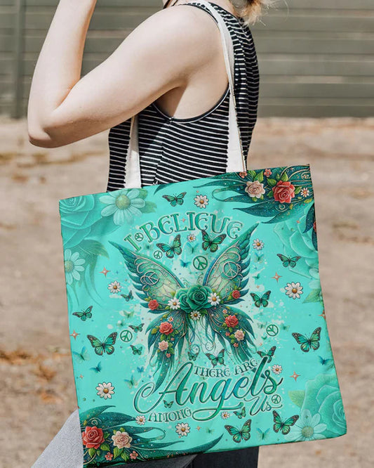 Durable Canvas Tote Bags - I BELIEVE THERE ARE ANGELS AMONG US WINGS - Lightweight &amp, High-Capacity Options by EBDR 01220524