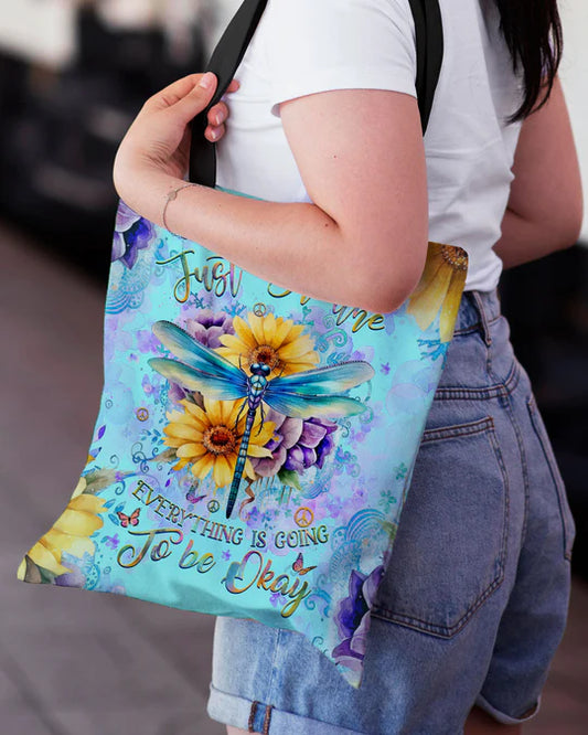 Durable Canvas Tote Bags - JUST BREATHE DRAGONFLY - Lightweight &amp, High-Capacity Options by EBDR 01220524