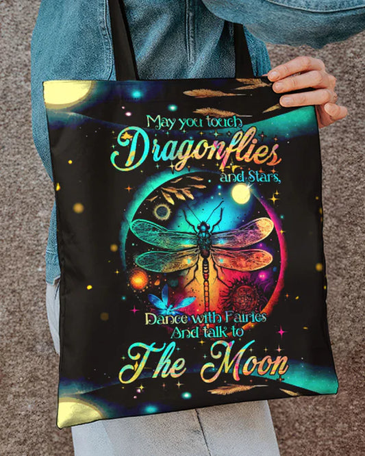 Durable Canvas Tote Bags - MAY YOU TOUCH DRAGONFLIES AND STARS - Lightweight &amp, High-Capacity Options by EBDR 01220524