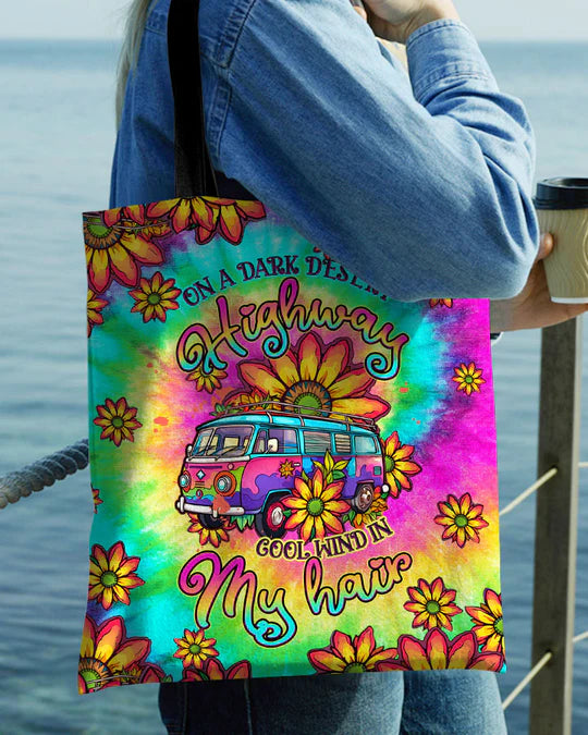 Durable Canvas Tote Bags - ON A DARK DESERT HIGHWAY - Lightweight &amp, High-Capacity Options by EBDR 01220524